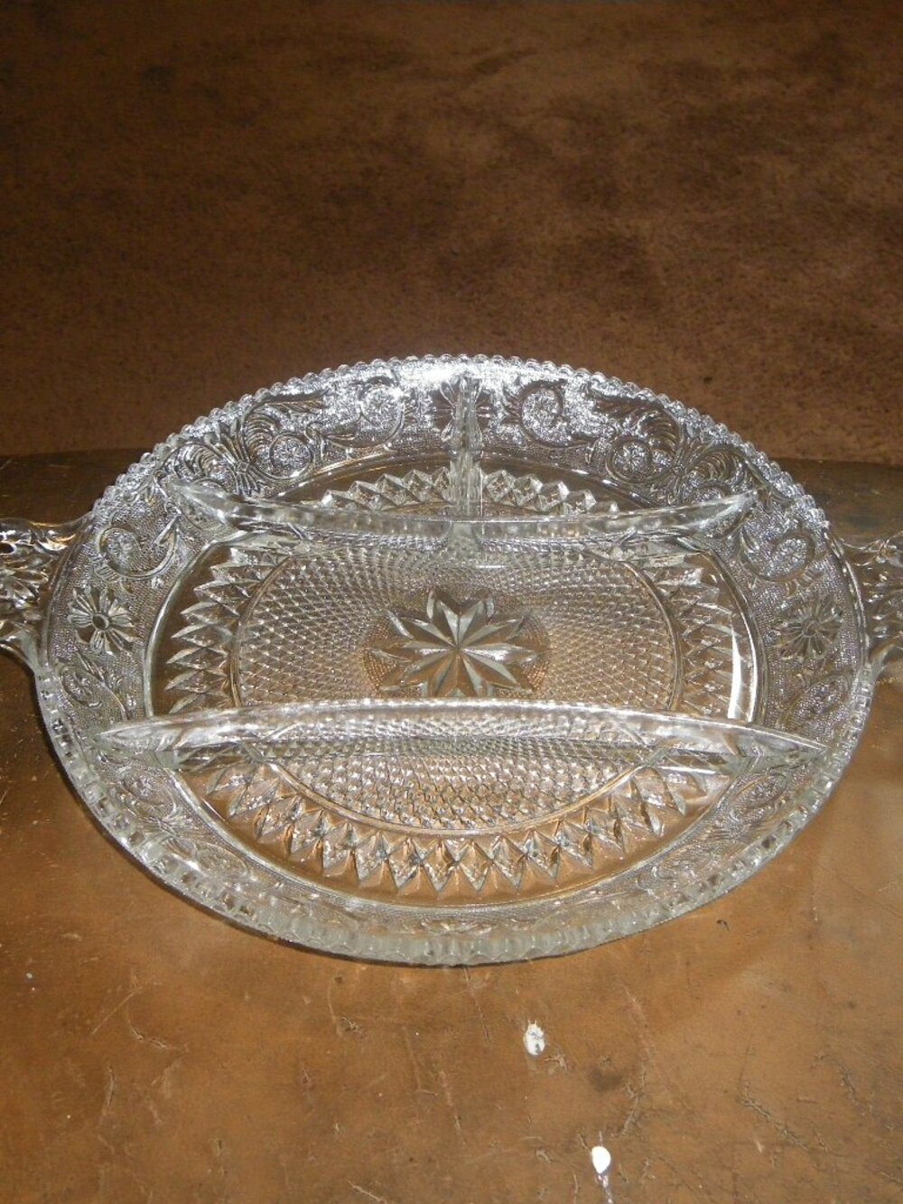 Vintage Crystal Hors d'oeuvre Plate Dish Serving Platter